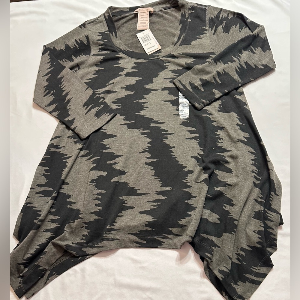 Philosophy Black and Gray Asymmetrical Tunic Large - Picture 3 of 6